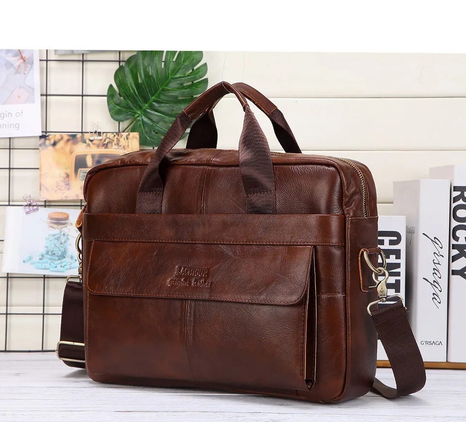 Men Genuine Leather Handbags Casual Leather Laptop Bags Male Business Travel Messenger Bags Men's Crossbody Shoulder Bag