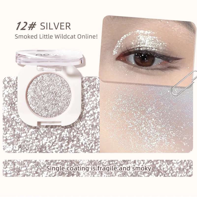 Diamond Silver Eyeshadow Lasting Waterproof Monochrome Shiny Eye Makeup Palette Shimmer Matte Grey Pink Brown Eye Shadow Cosmeti