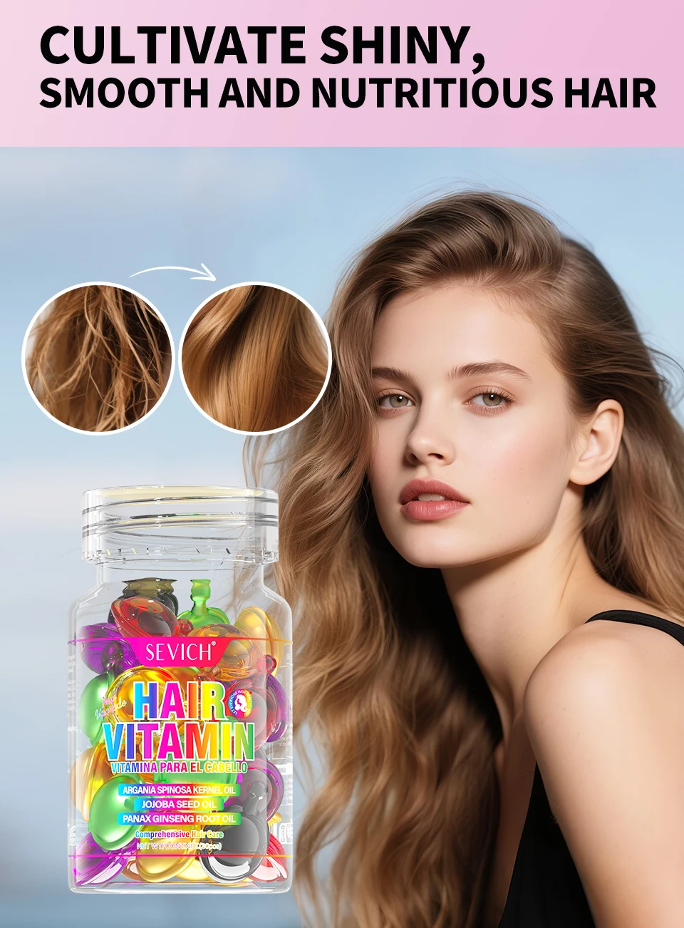 SEVICH Hair Vitamin Capsule Hair Treatment Oil Repair Damaged Hair Care Serum Nourishing Keratin Complex Oil Hair Care Capsule