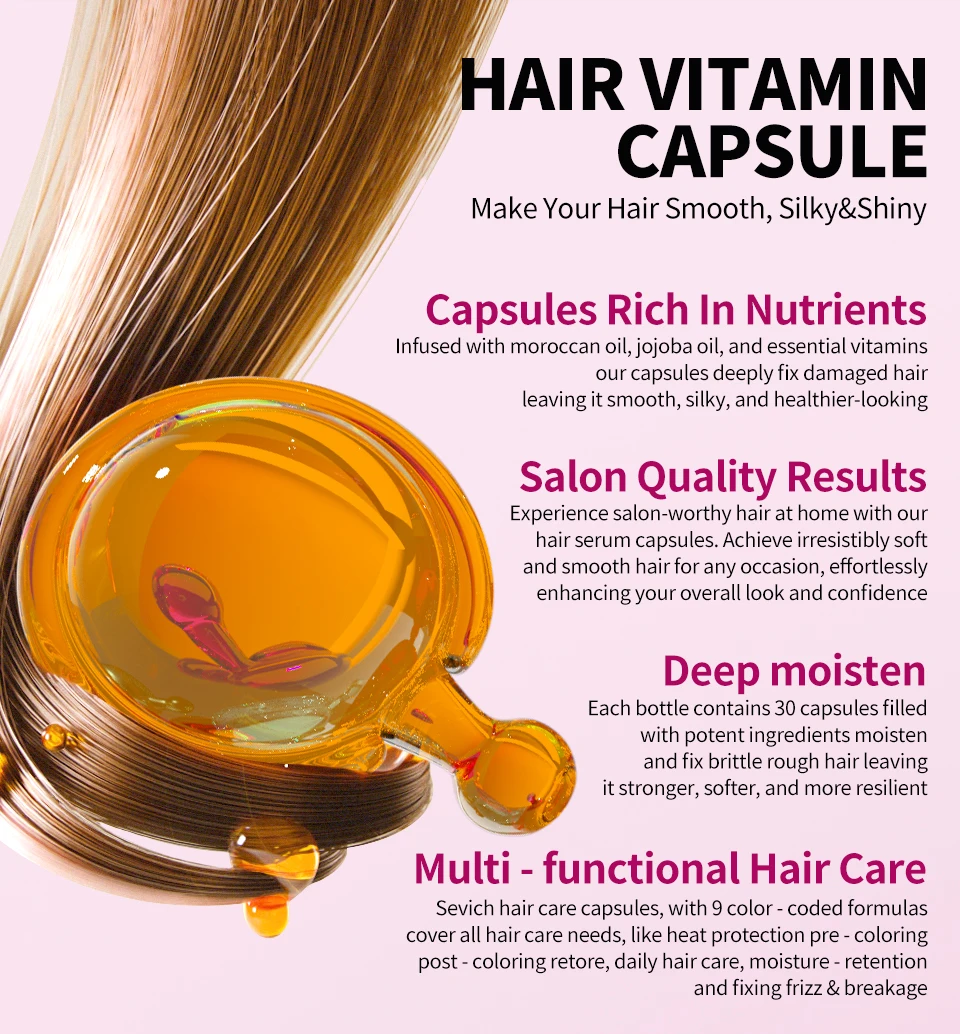 SEVICH Hair Vitamin Capsule Hair Treatment Oil Repair Damaged Hair Care Serum Nourishing Keratin Complex Oil Hair Care Capsule