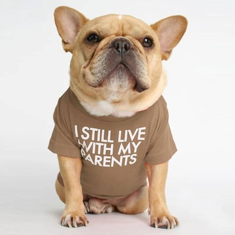 Letter Printed French Bulldog Shirt Cozy Cotton Stretch Pet Dog Clothes for Chihuahua Summer Pug T-shirts Yorkshire Cat Clothing