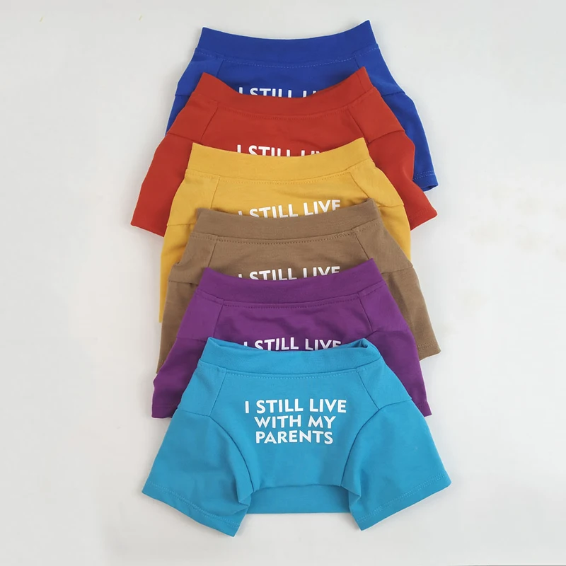 Letter Printed French Bulldog Shirt Cozy Cotton Stretch Pet Dog Clothes for Chihuahua Summer Pug T-shirts Yorkshire Cat Clothing
