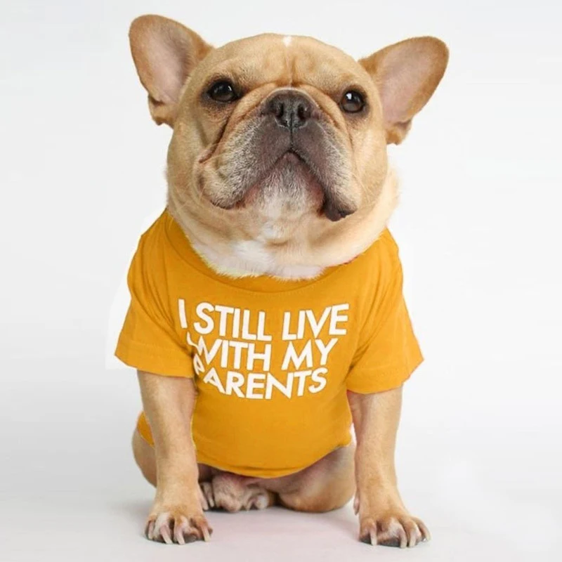 Letter Printed French Bulldog Shirt Cozy Cotton Stretch Pet Dog Clothes for Chihuahua Summer Pug T-shirts Yorkshire Cat Clothing