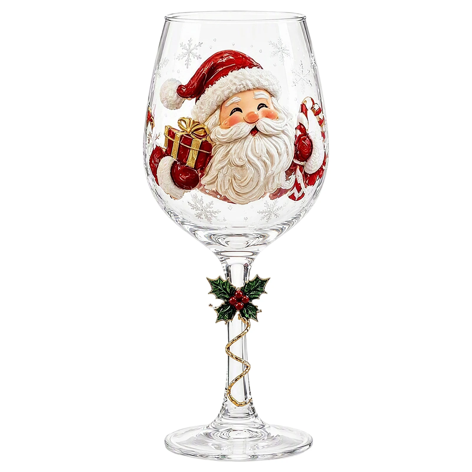 Christmas Collectible Glass Goblet Holiday Wine Stemmed Cup Festive Clear Transparent Party Gift