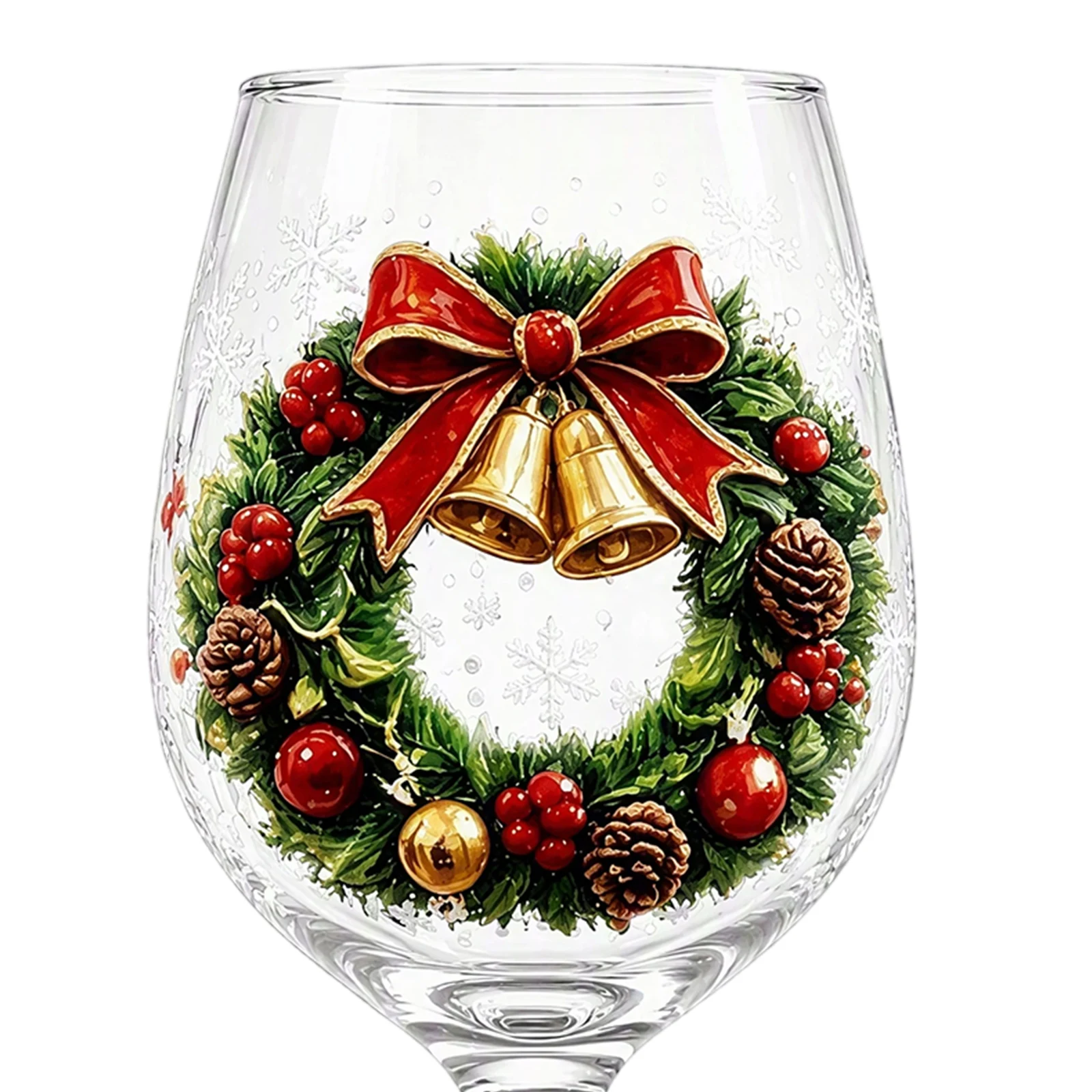 Christmas Collectible Glass Goblet Holiday Wine Stemmed Cup Festive Clear Transparent Party Gift