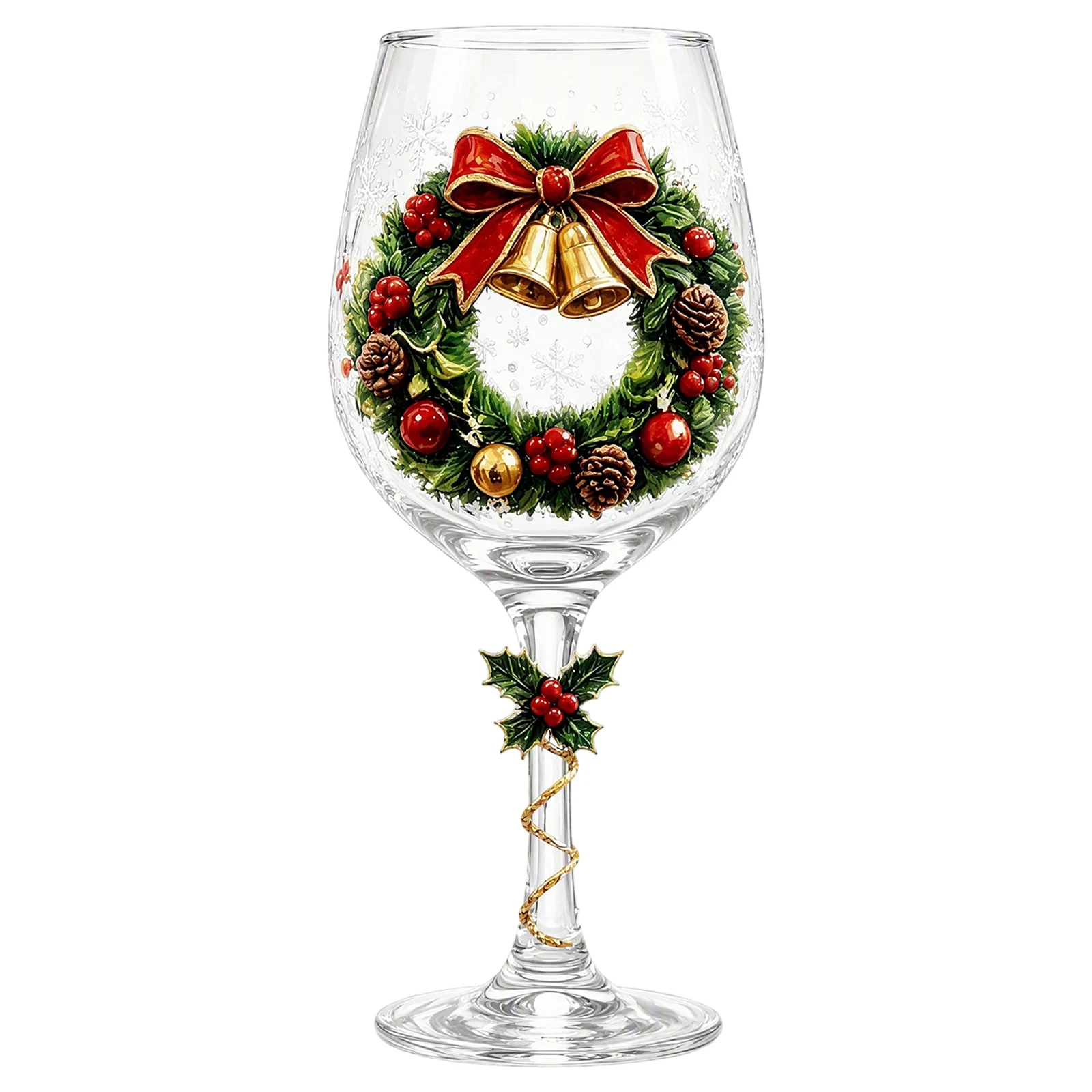 Christmas Collectible Glass Goblet Holiday Wine Stemmed Cup Festive Clear Transparent Party Gift