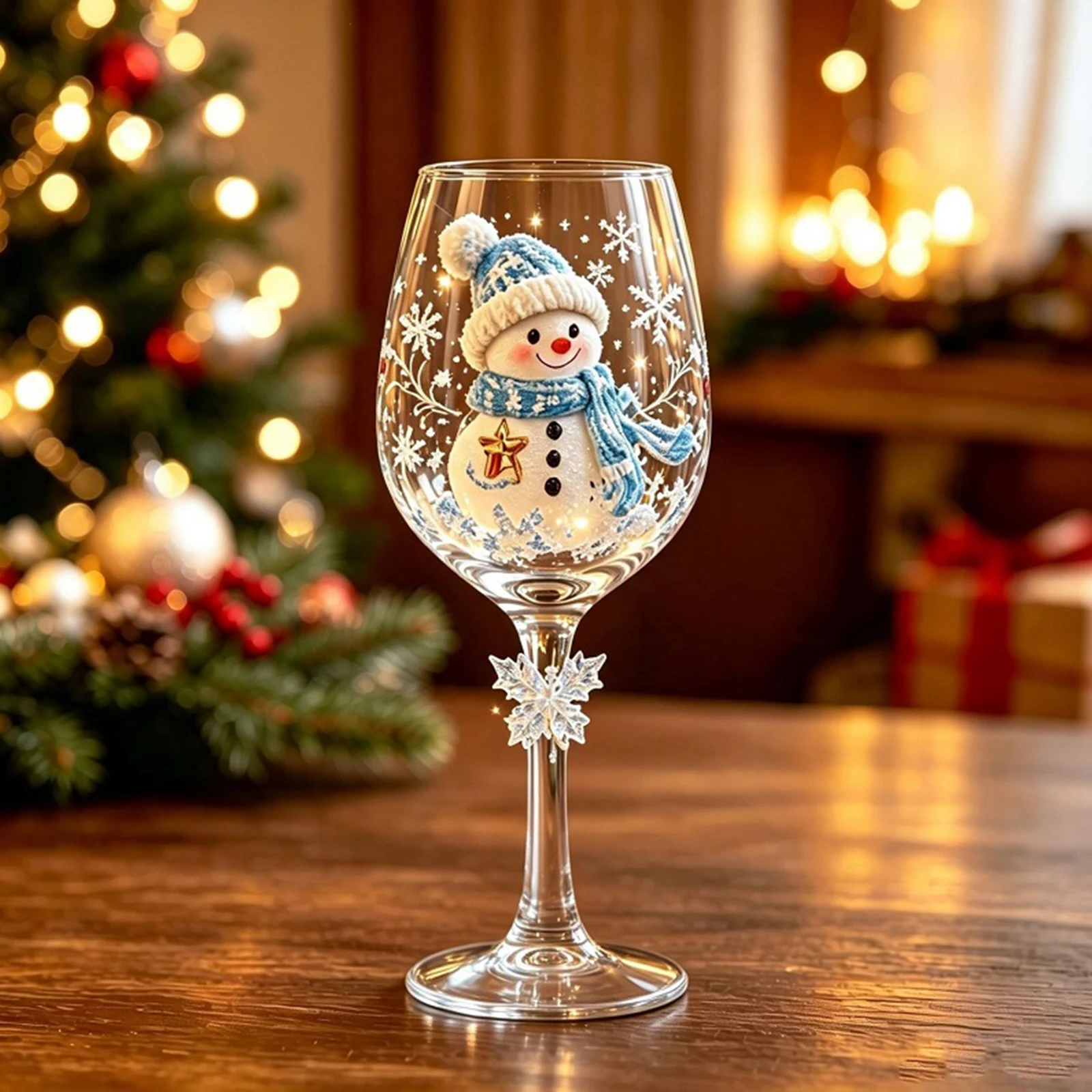 Christmas Collectible Glass Goblet Holiday Wine Stemmed Cup Festive Clear Transparent Party Gift