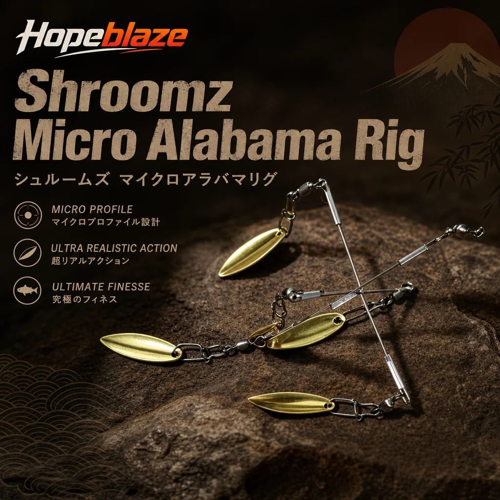 Hopeblaze Shroomz Micro Alabama Rig 5cm 3g Gold Silver Wire Bait Blade Lure for Large/Smallmouth Spotted Bass Finesse Fishing