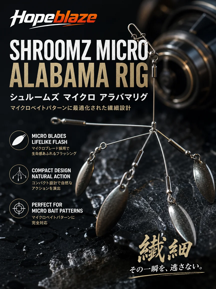 Hopeblaze Shroomz Micro Alabama Rig 5cm 3g Gold Silver Wire Bait Blade Lure for Large/Smallmouth Spotted Bass Finesse Fishing