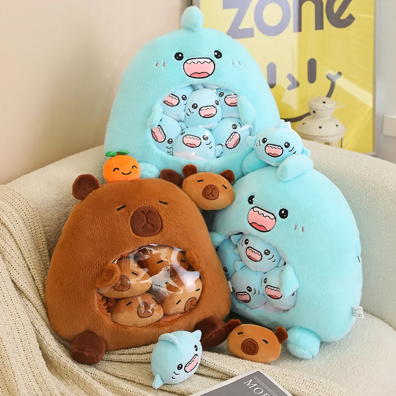 A Bag of Kapibala Plush Toys A Bag of Sharks Oversized Snack Bag Filled With Plush Material Kids Birthday Xmas Gifts Home Decor