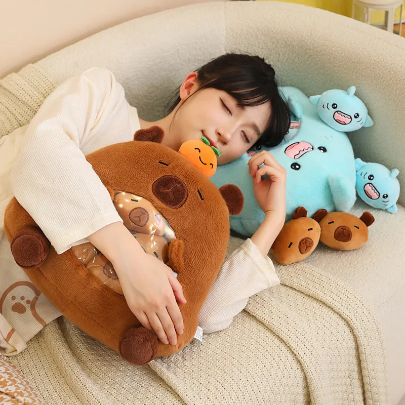 A Bag of Kapibala Plush Toys A Bag of Sharks Oversized Snack Bag Filled With Plush Material Kids Birthday Xmas Gifts Home Decor