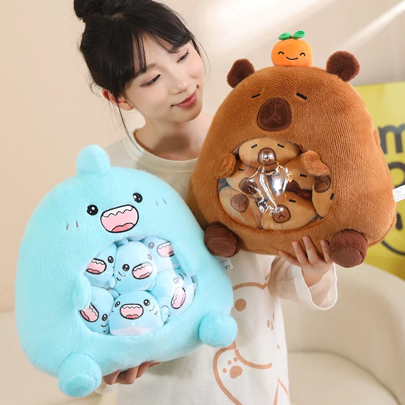 A Bag of Kapibala Plush Toys A Bag of Sharks Oversized Snack Bag Filled With Plush Material Kids Birthday Xmas Gifts Home Decor