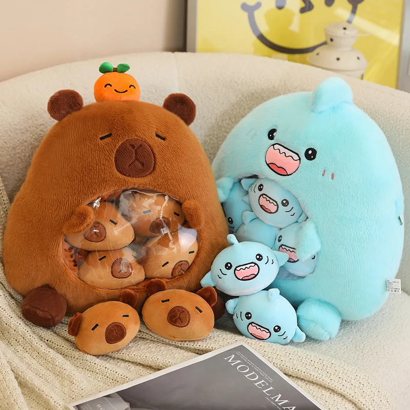 A Bag of Kapibala Plush Toys A Bag of Sharks Oversized Snack Bag Filled With Plush Material Kids Birthday Xmas Gifts Home Decor