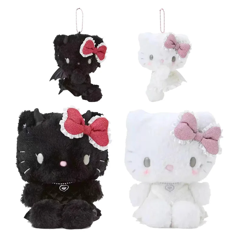 Cute Hello Kitty angel devil Gothic Y2K bow wing plush doll bag pendant soft hair jewelry girl birthday gift