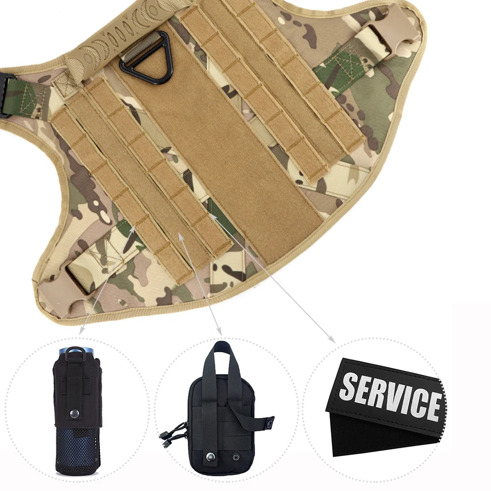 Military Large Dogs Harness Leash Molle Pouches Pet Golden Retriever Training Vest Tactical Harnesses For Dog Accessories