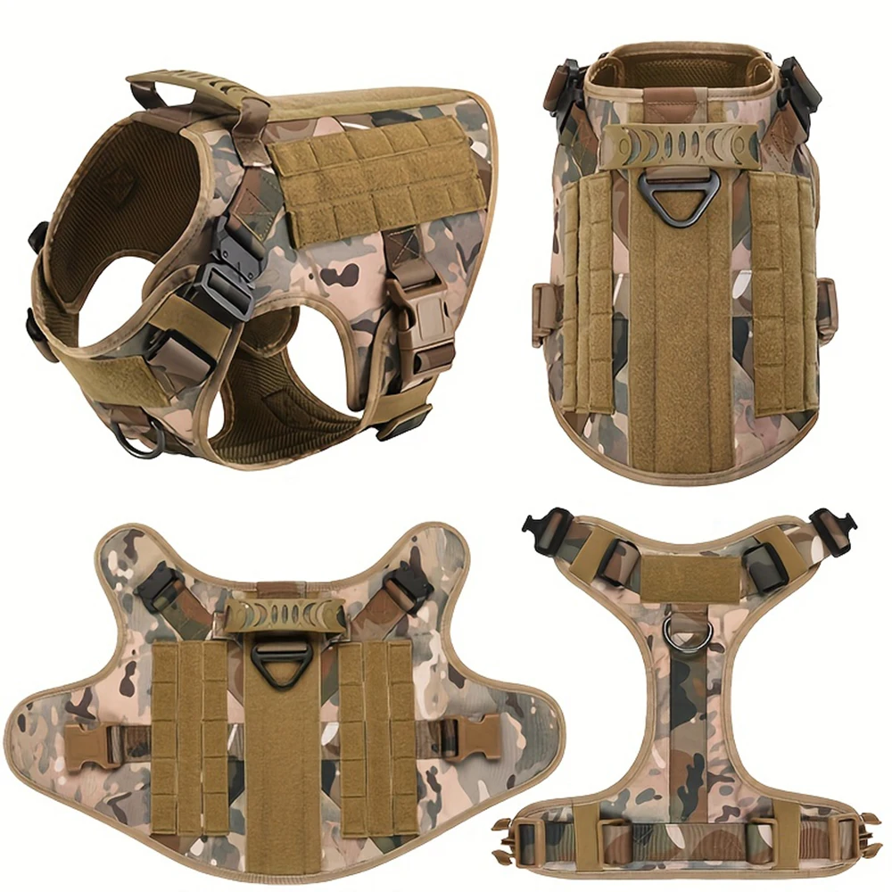 Military Large Dogs Harness Leash Molle Pouches Pet Golden Retriever Training Vest Tactical Harnesses For Dog Accessories