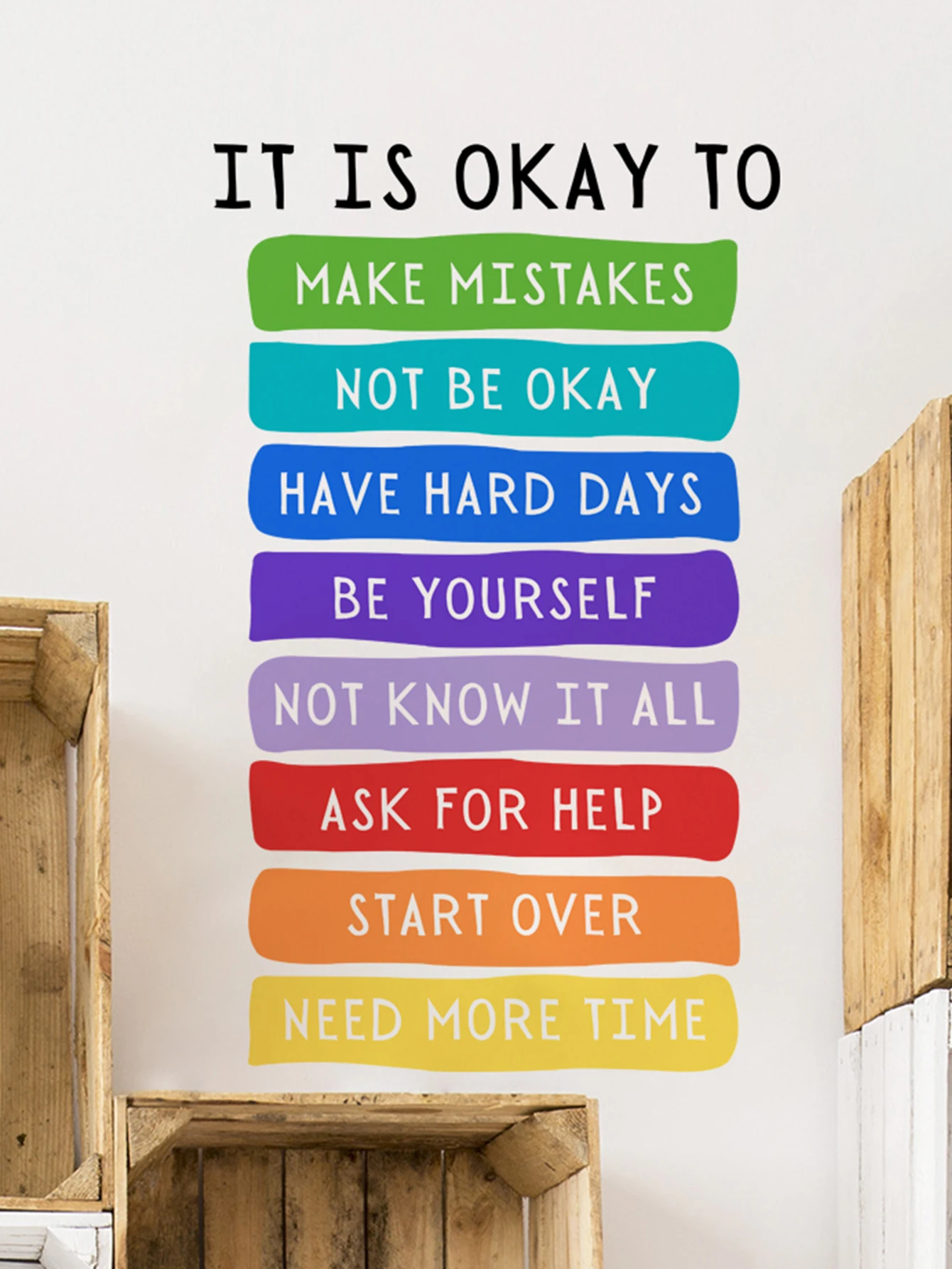 It's Okay to Not be Okay Poster, Motivational Kids Art, Classroom Posters Quotes, Educational Wall Art, Playroom Wall Art Decor