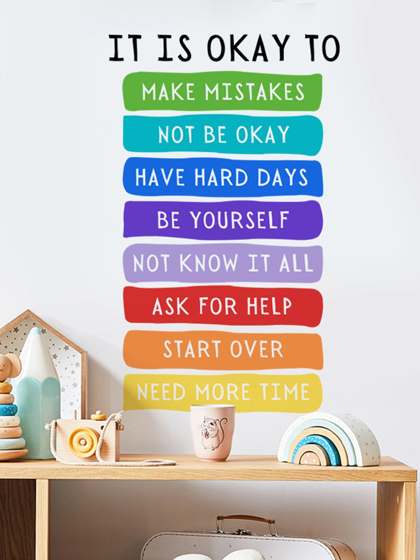 It's Okay to Not be Okay Poster, Motivational Kids Art, Classroom Posters Quotes, Educational Wall Art, Playroom Wall Art Decor
