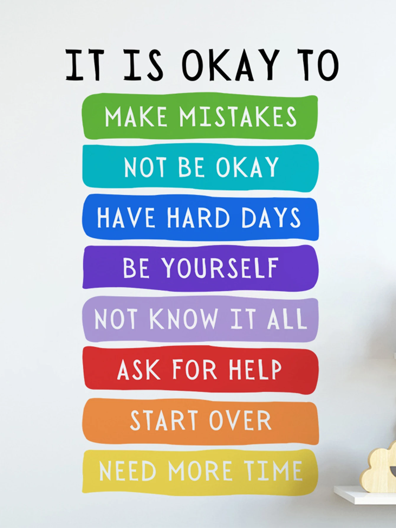 It's Okay to Not be Okay Poster, Motivational Kids Art, Classroom Posters Quotes, Educational Wall Art, Playroom Wall Art Decor
