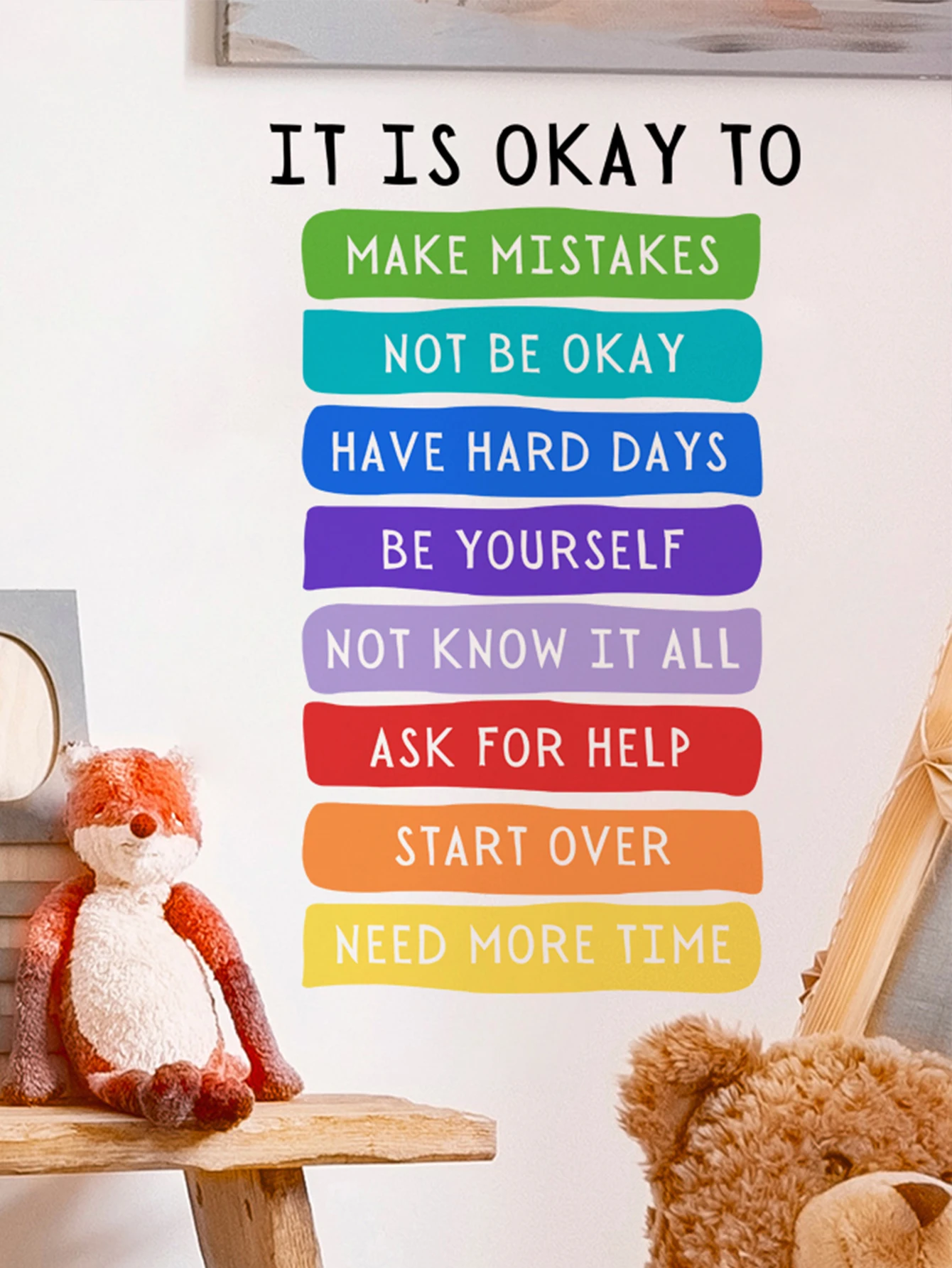 It's Okay to Not be Okay Poster, Motivational Kids Art, Classroom Posters Quotes, Educational Wall Art, Playroom Wall Art Decor