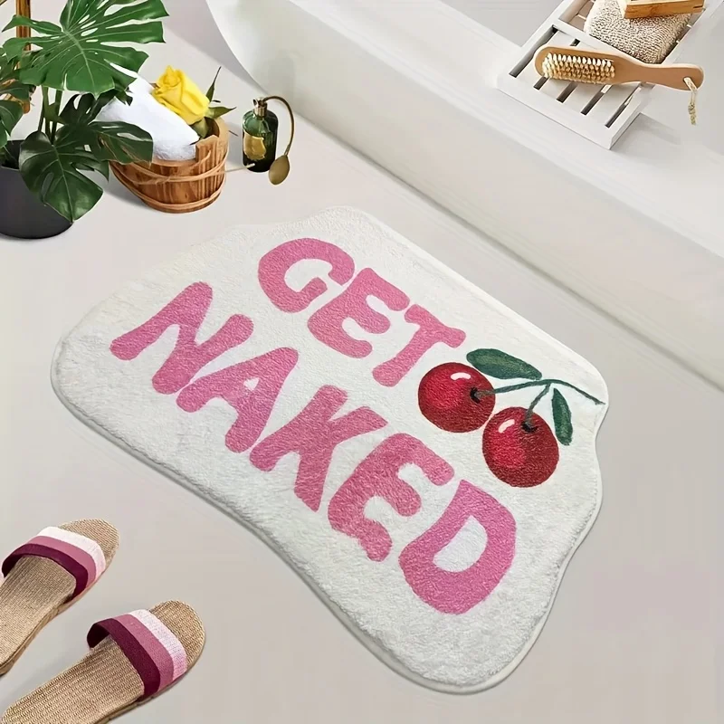 VIKAMA "GET NAKED" Cherry Bathroom Carpet Absorbent Anti slip Bathroom Mat Bathtub Shower Area Sink Soft Foot Mat