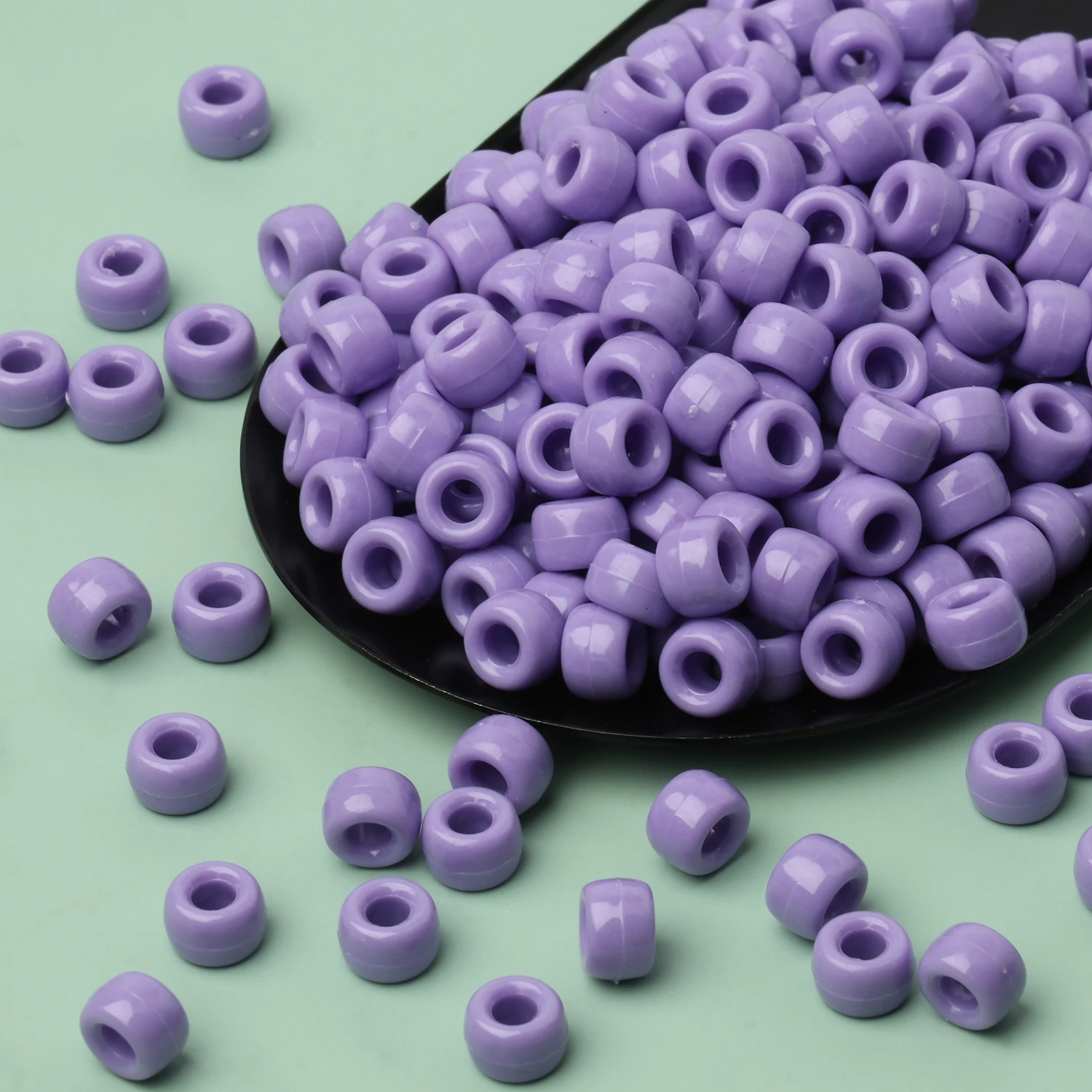 100pcs Purple Color 6x9mm Pony Beads Acrylic Loose Beads Diy Craft Jewelry Bracelets Making Hair Supplies
