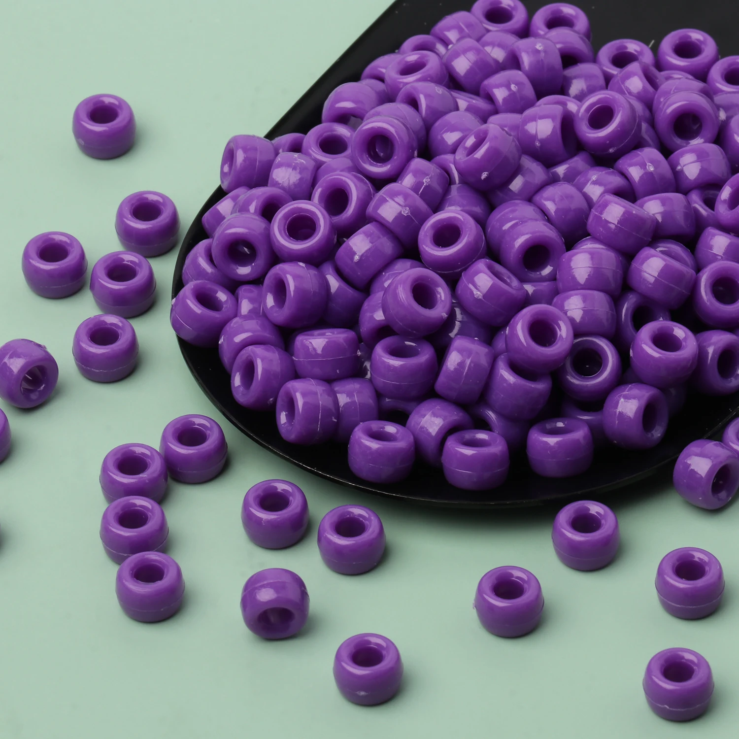 100pcs Purple Color 6x9mm Pony Beads Acrylic Loose Beads Diy Craft Jewelry Bracelets Making Hair Supplies
