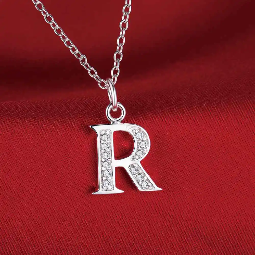 26 Letters 925 Sterling Silver Necklace Pendant Zircon for Women Exquisite Student Girlfriend Jewelry Accessories Wedding Gift
