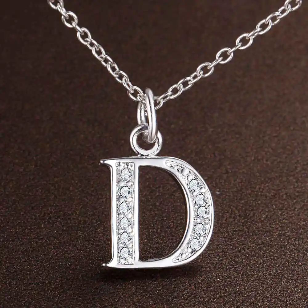 26 Letters 925 Sterling Silver Necklace Pendant Zircon for Women Exquisite Student Girlfriend Jewelry Accessories Wedding Gift