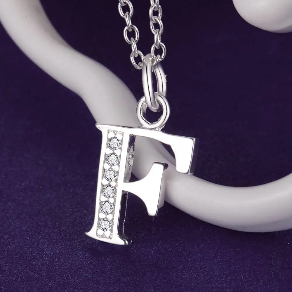 26 Letters 925 Sterling Silver Necklace Pendant Zircon for Women Exquisite Student Girlfriend Jewelry Accessories Wedding Gift