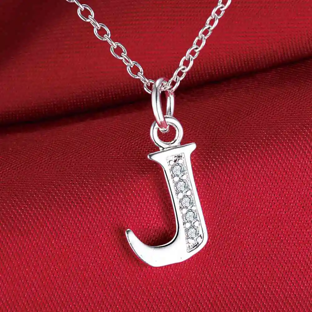 26 Letters 925 Sterling Silver Necklace Pendant Zircon for Women Exquisite Student Girlfriend Jewelry Accessories Wedding Gift