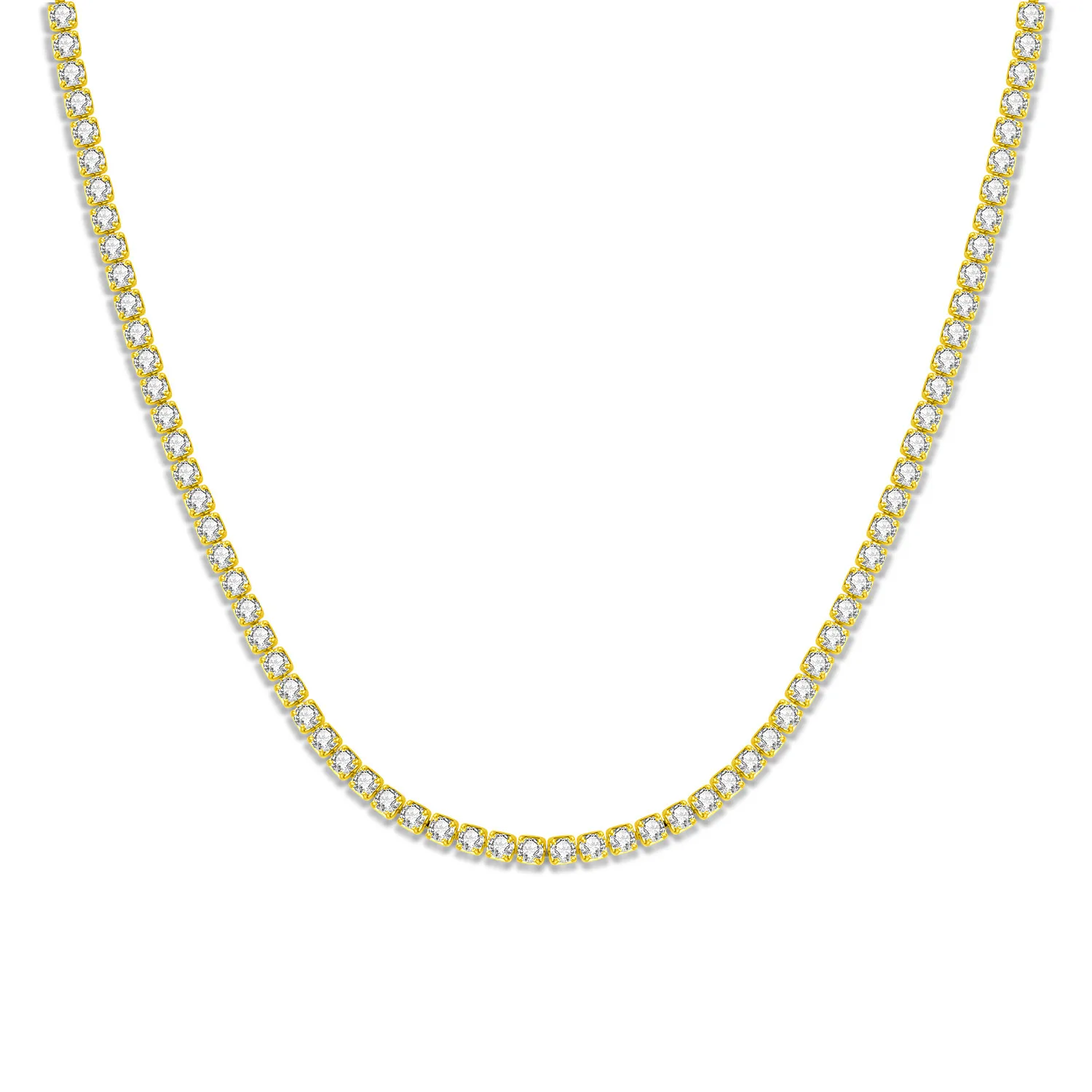 Orstarry S925 Sterling Silver Necklace Tennis Chain Necklace 2mm & 3mm Cubic Zirconia for Women Exquisite Jewelry Birthday Gift