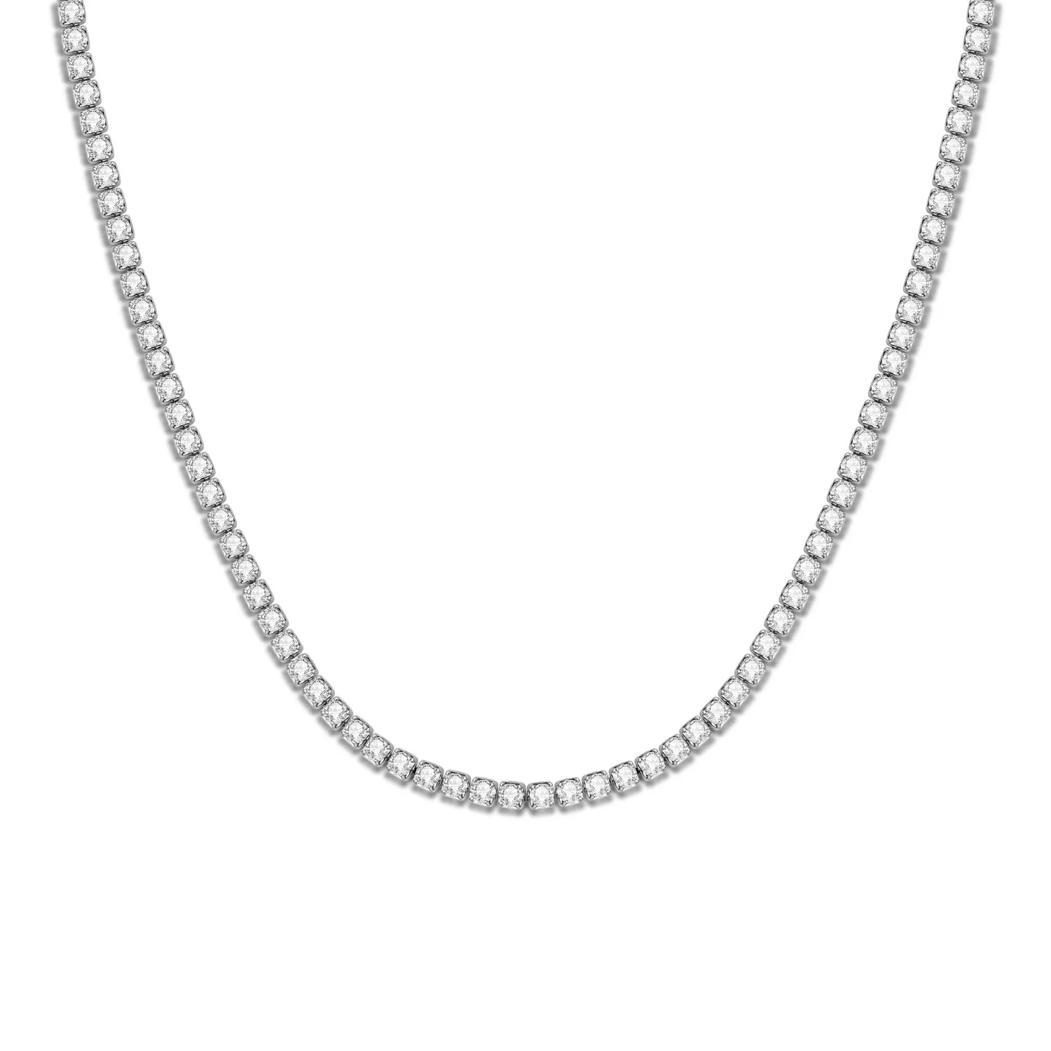 Orstarry S925 Sterling Silver Necklace Tennis Chain Necklace 2mm & 3mm Cubic Zirconia for Women Exquisite Jewelry Birthday Gift