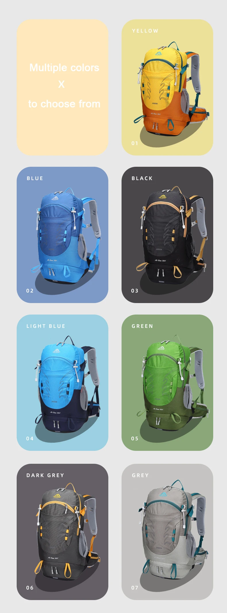 30L Hiking Backpack for Men Women Lightweight Travel Camping Backpacks with Rain Cover Trekking Climbing Bag