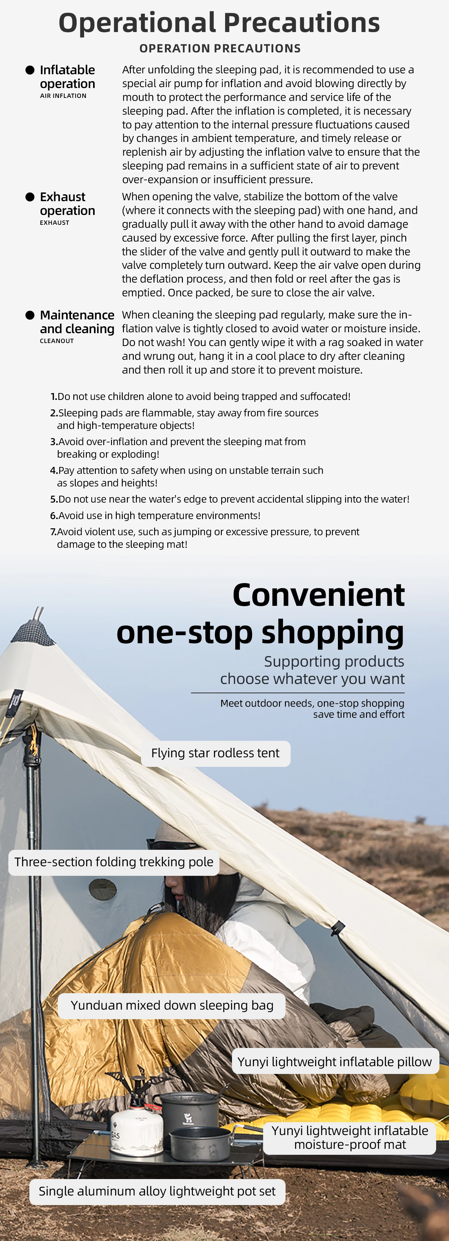 Qunature Outdoor Camping Inflatable Mattress Sleeping Pad Ultralight Hiking Waterproof Picnic Pad Foldable Sleeping Mattress
