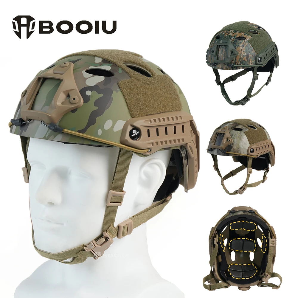 BOOIU Fast Tactical Helmets ABS Adjustable Knob Disguise CP Airsoft Helmet Outdoor Sports Hunting CS Military Protect Equipment