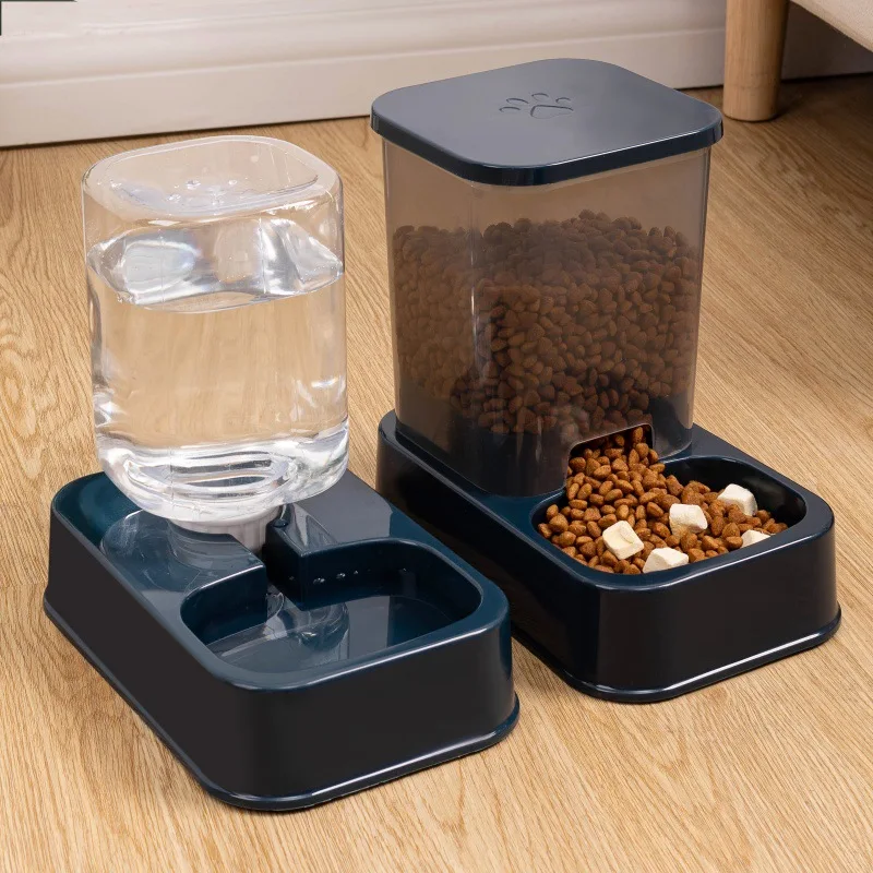 1.2L/1.5L Pet Automatic Feeder Plastic Large Capacity Cat Dog Water Dispenser Feeder Set 3 Colors 2 Styles