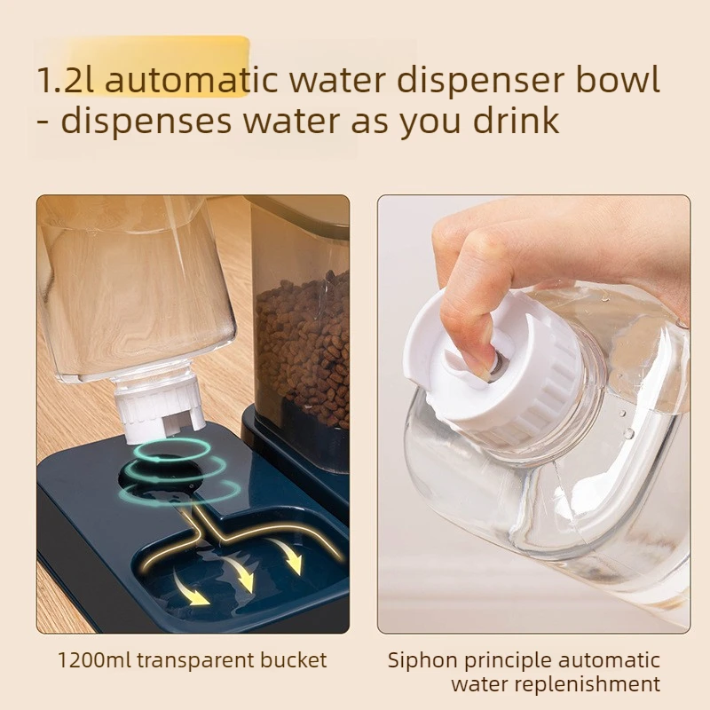 1.2L/1.5L Pet Automatic Feeder Plastic Large Capacity Cat Dog Water Dispenser Feeder Set 3 Colors 2 Styles