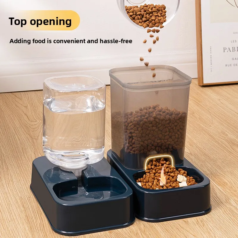 1.2L/1.5L Pet Automatic Feeder Plastic Large Capacity Cat Dog Water Dispenser Feeder Set 3 Colors 2 Styles
