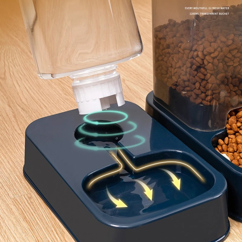 1.2L/1.5L Pet Automatic Feeder Plastic Large Capacity Cat Dog Water Dispenser Feeder Set 3 Colors 2 Styles