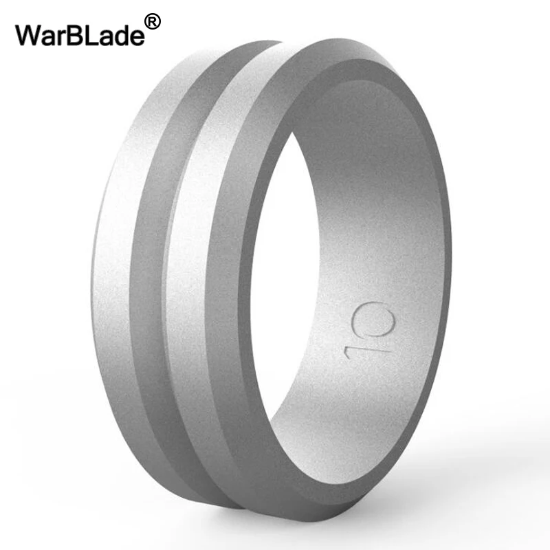 WarBLade V-groove Silicone Rings Food Grade FDA Silicone Finger Ring Hypoallergenic Sport Antibacterial Men Wedding Rubber Bands