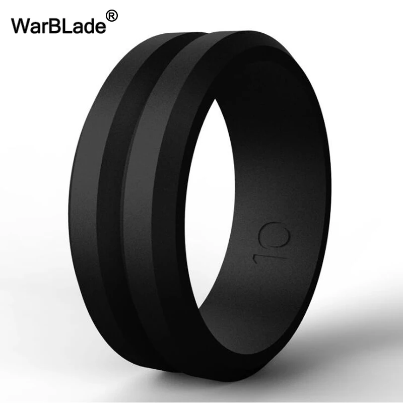 WarBLade V-groove Silicone Rings Food Grade FDA Silicone Finger Ring Hypoallergenic Sport Antibacterial Men Wedding Rubber Bands