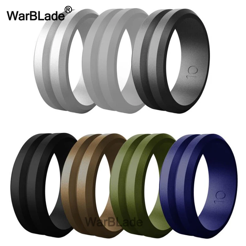 WarBLade V-groove Silicone Rings Food Grade FDA Silicone Finger Ring Hypoallergenic Sport Antibacterial Men Wedding Rubber Bands