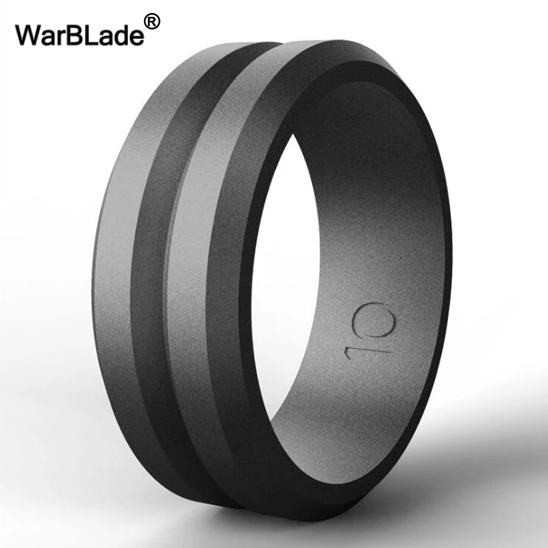 WarBLade V-groove Silicone Rings Food Grade FDA Silicone Finger Ring Hypoallergenic Sport Antibacterial Men Wedding Rubber Bands