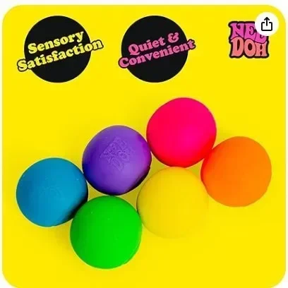 Schylling Rainbow Teenie Nee Doh Stress Balls 6pcs Soft Squishy Toys Anxiety Relief Squeeze Toys For Teenager Calm Mood
