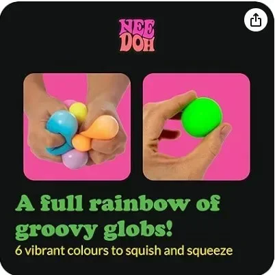 Schylling Rainbow Teenie Nee Doh Stress Balls 6pcs Soft Squishy Toys Anxiety Relief Squeeze Toys For Teenager Calm Mood