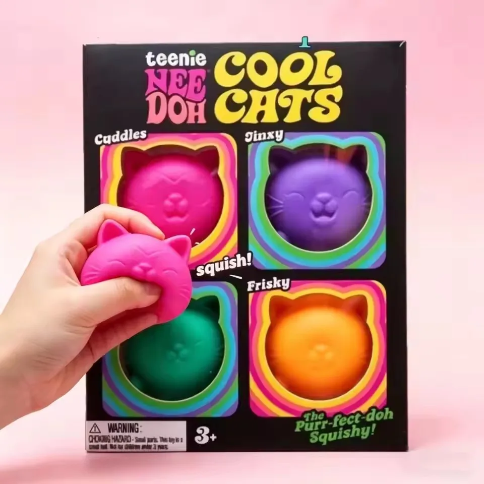 Schylling Rainbow Teenie Nee Doh Stress Balls 6pcs Soft Squishy Toys Anxiety Relief Squeeze Toys For Teenager Calm Mood
