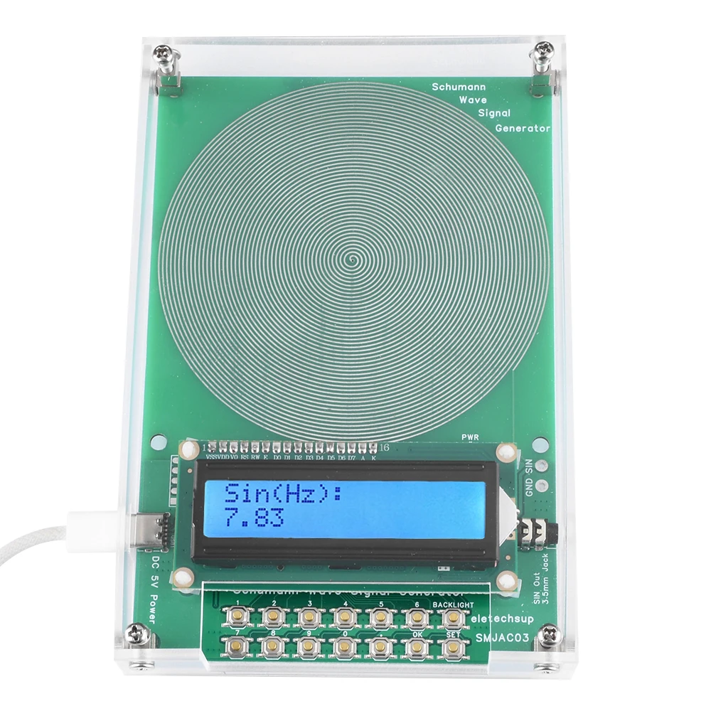 Adjustable 0.1Hz-100000Hz 7.83HZ Schumann Resonance Ultra-low Frequency Pulse Wave Generator Audio Resonator DC 5V