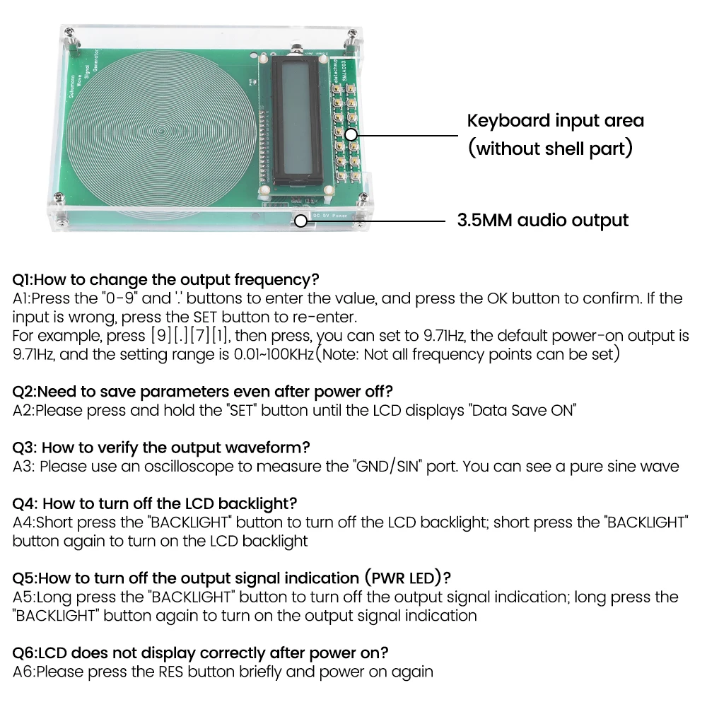 Adjustable 0.1Hz-100000Hz 7.83HZ Schumann Resonance Ultra-low Frequency Pulse Wave Generator Audio Resonator DC 5V