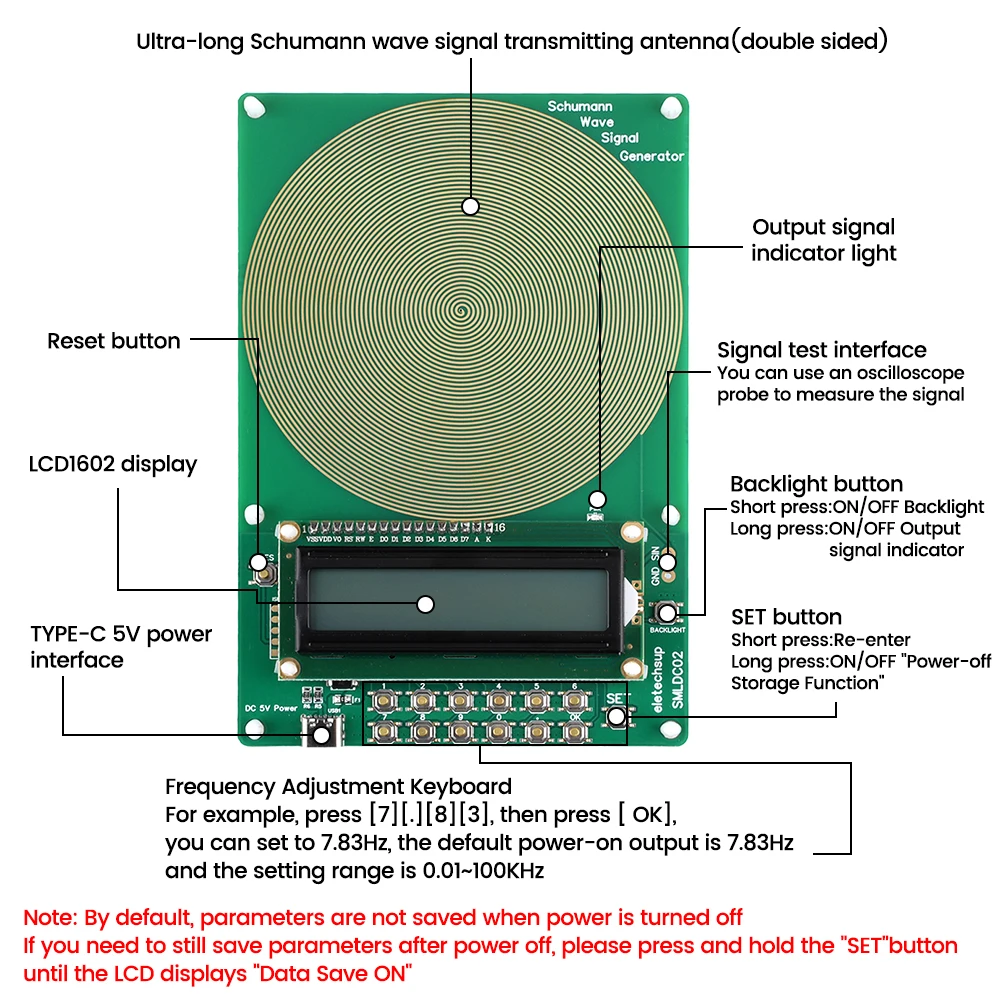 Adjustable 0.1Hz-100000Hz 7.83HZ Schumann Resonance Ultra-low Frequency Pulse Wave Generator Audio Resonator DC 5V